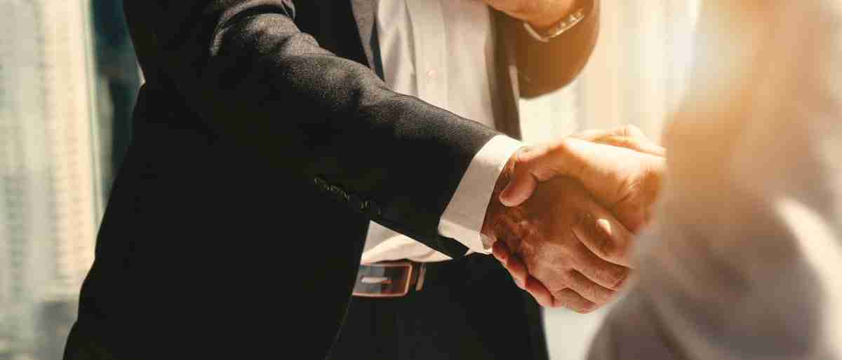 A firm handshake between business partners