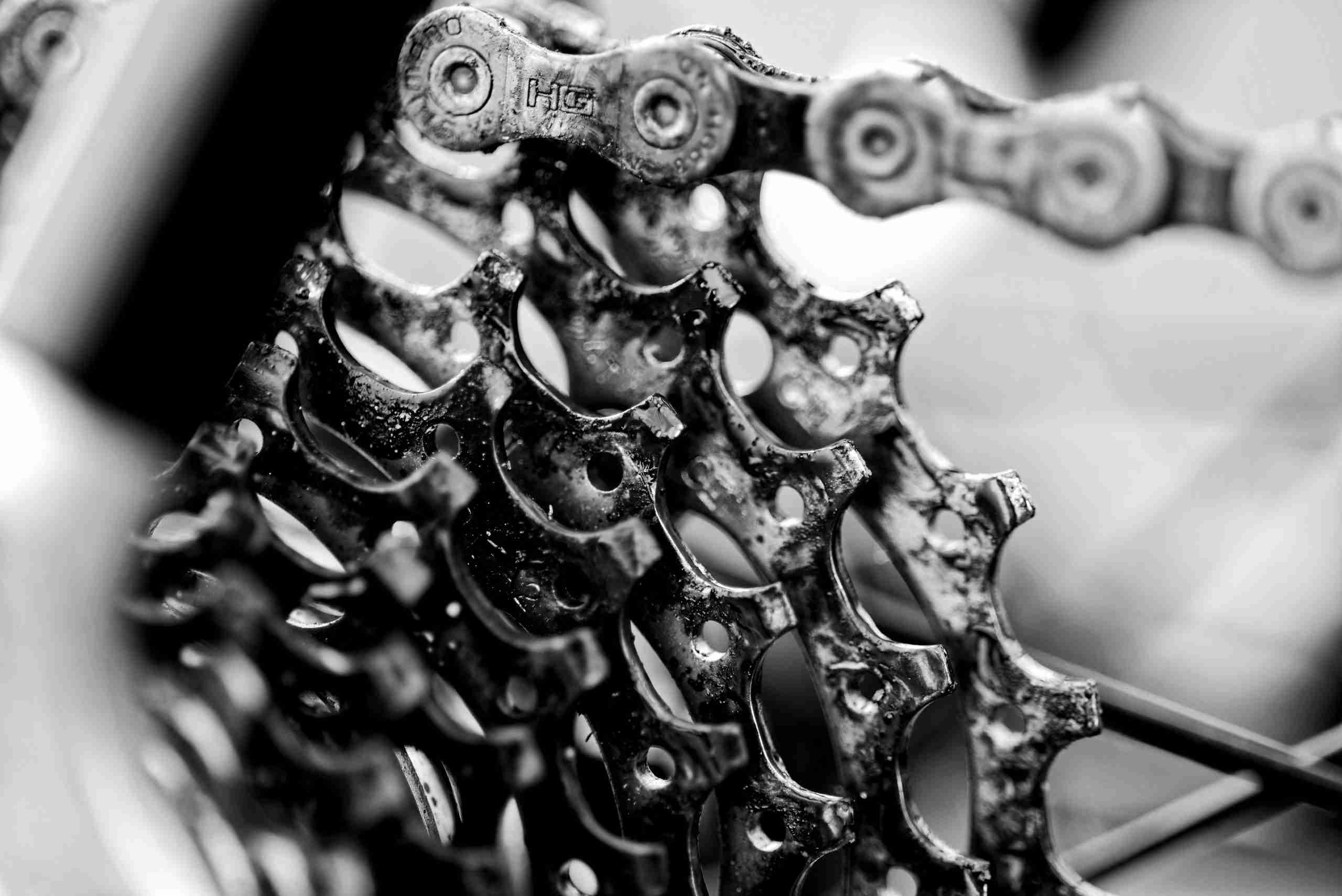 A bike chain close up