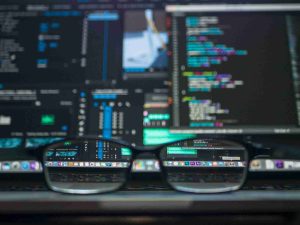 glasses on a laptop