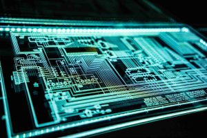 Lit up circuitry on transparent board